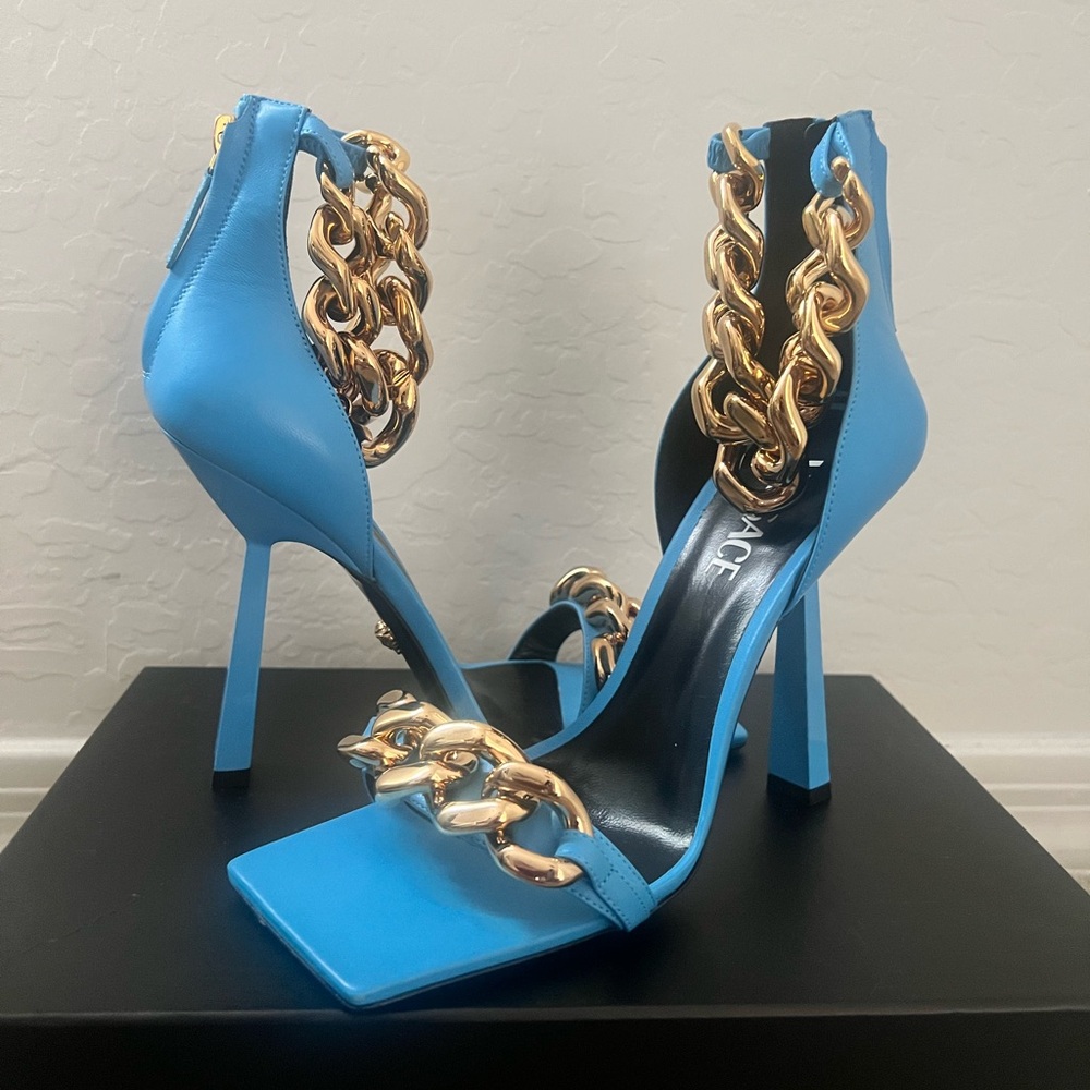 Versace Medusa Chain Leather Heels